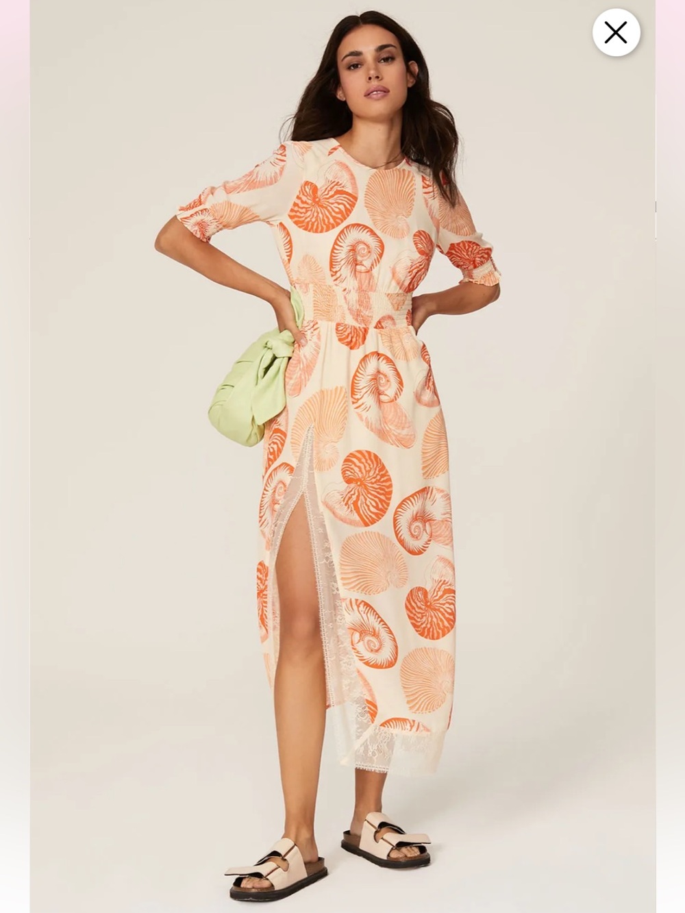 Baum und Pferdgarten Aleela Dress Cream Orange Coral Seashells Lace Slit Beach 8